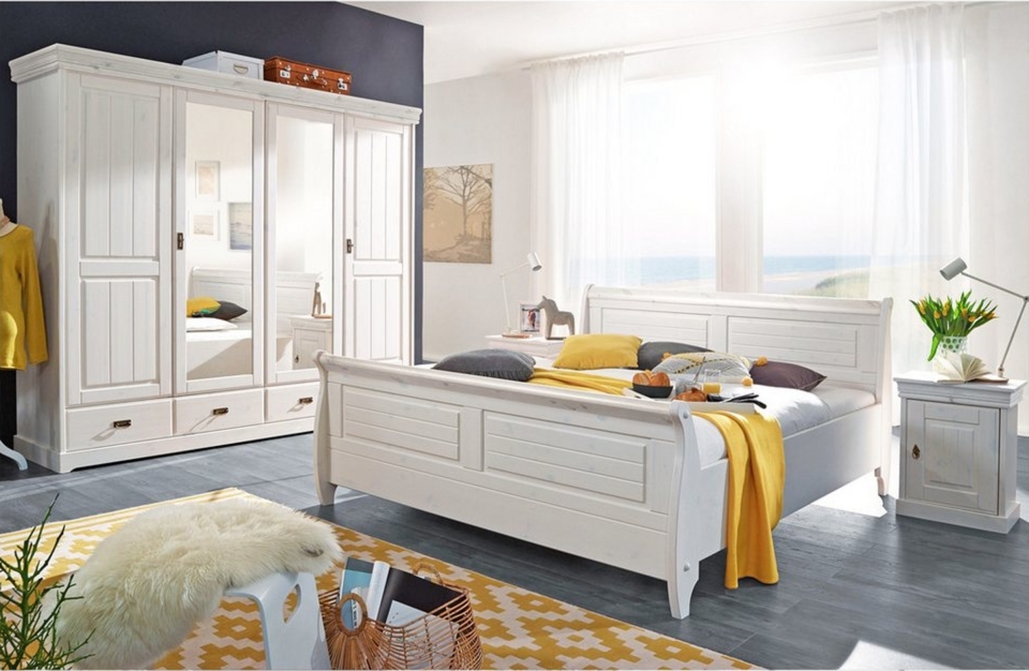 expendio Schlafzimmer-Set Wilma 22, (Spar-Set, 4-tlg), Kiefer / weiß gewachst - weiß Bild 1