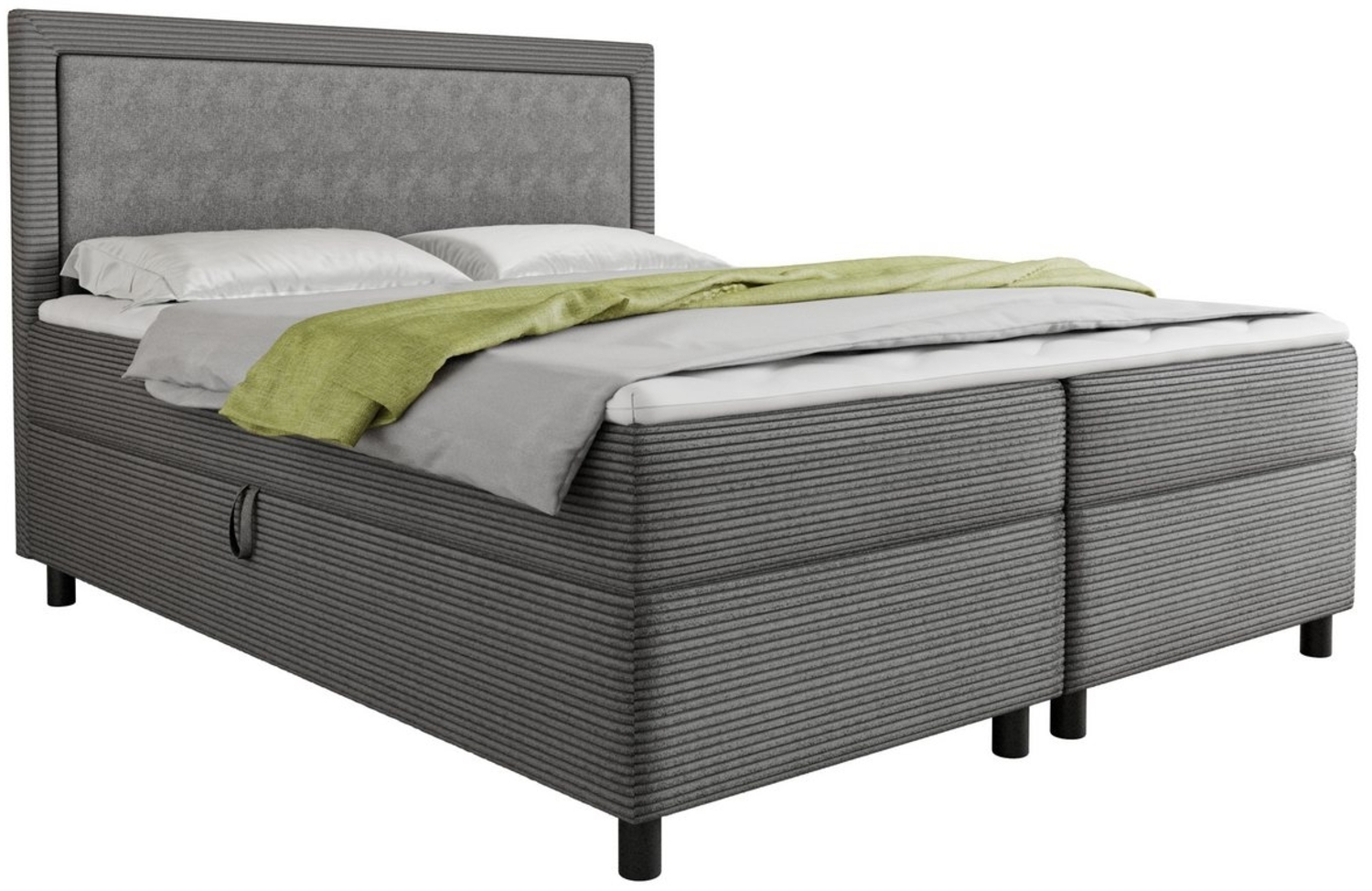 Deine Möbel 24 Boxspringbett LARS 120x200 140x200 160x200 180x200 200x200 cm (Bonell-Federkernmatratzen H3 Taschenfederkernmatratzen 7 Zonen H4, 3-St, Polsterbett Komplettbett Bett Schlafzimmer inkl. Topper), Beige Grau Graphit Anthrazit Schwarz Graphi... Bild 1