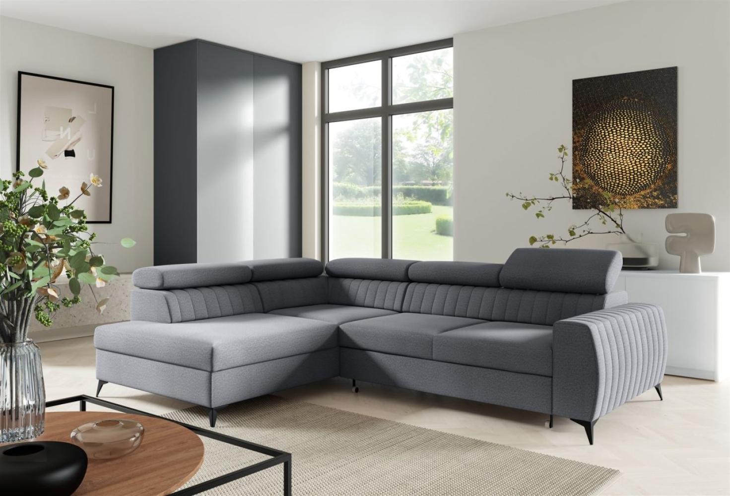 Ecksofa Schlafsofa Sofa TORONTO Stoff Element Grau Ottomane Links Bild 1