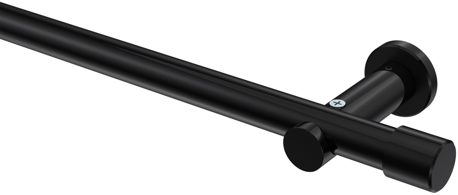 Gardinenstangen-Set Platon Santo 100 cm, 1-läufig (ohne Ringe), 20 mm Ø Schwarz Bild 1
