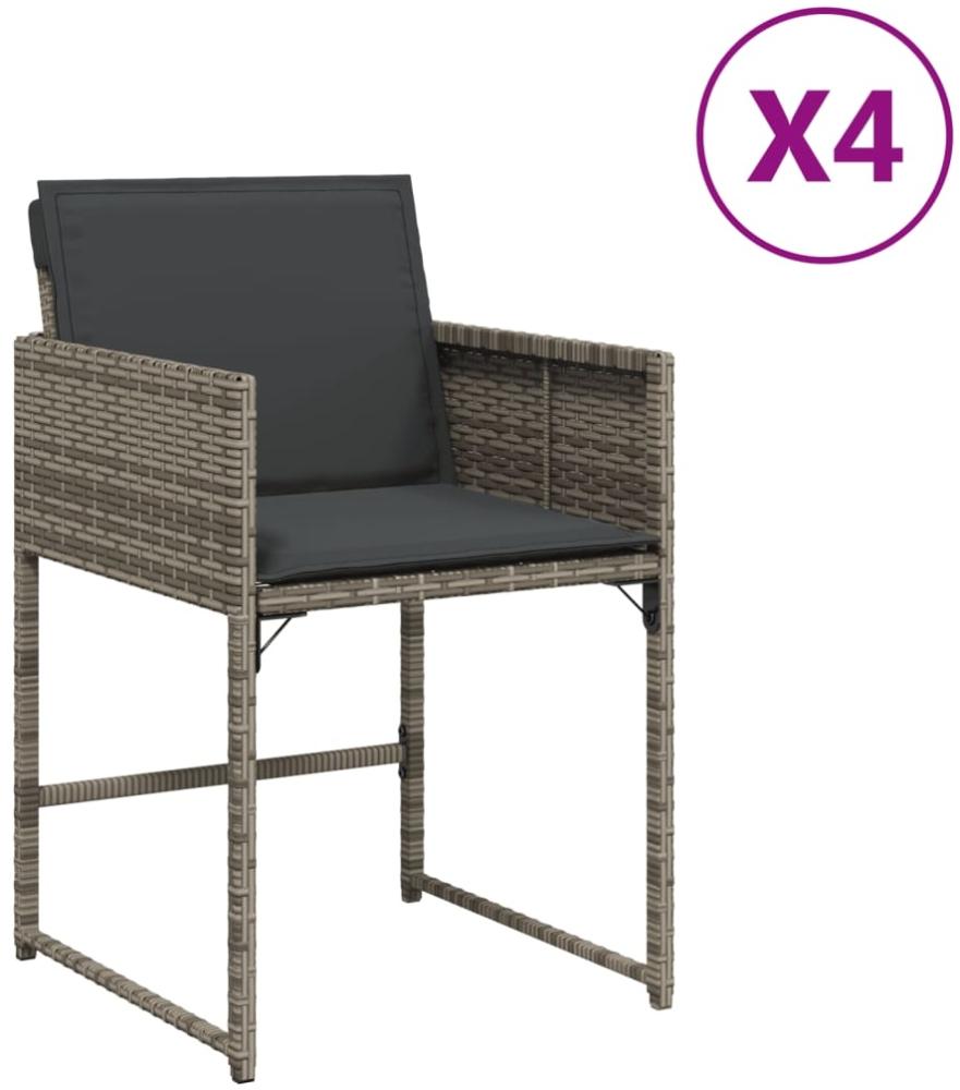 vidaXL Gartenstühle mit Kissen 4 Stk. Grau Poly Rattan 4007477 Bild 1