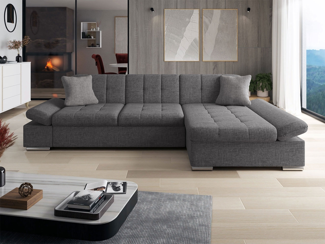 Ecksofa Malwi, Seite: Rechts, Farbe: Lux 06 + Lux 06 + Lux 05 Bild 1