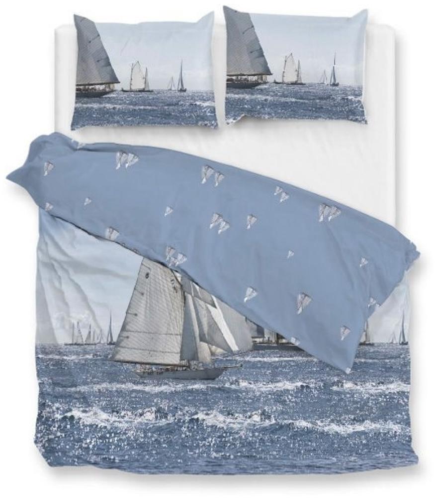 Zo! Home Cotton Bettwäsche 135x200 Regatta blue Segelboot Meer Maritim Bild 1