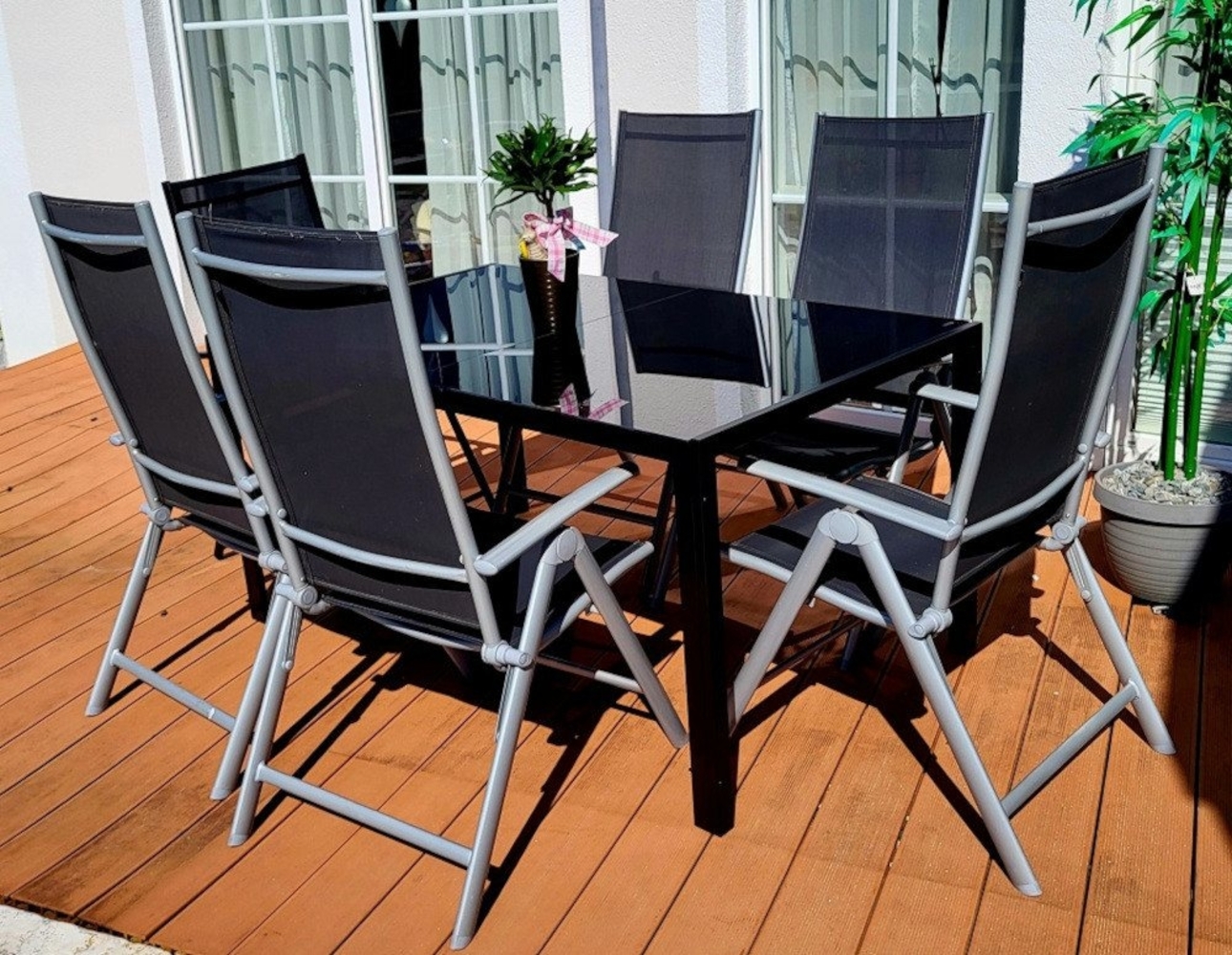 BruKa Gartentisch Sitzgruppe POETTO 6 Personen Aluminium Gartenmöbel Tisch, Stühle Terrasse Stuhl Bild 1
