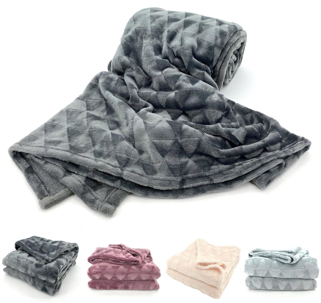 Wohndecke Soft Flanell Kuscheldecke Triangel Raute Sofadecke, heimtexland, super weich und flauschig, Allergiker geeignet, atmungsaktiv Bild 1