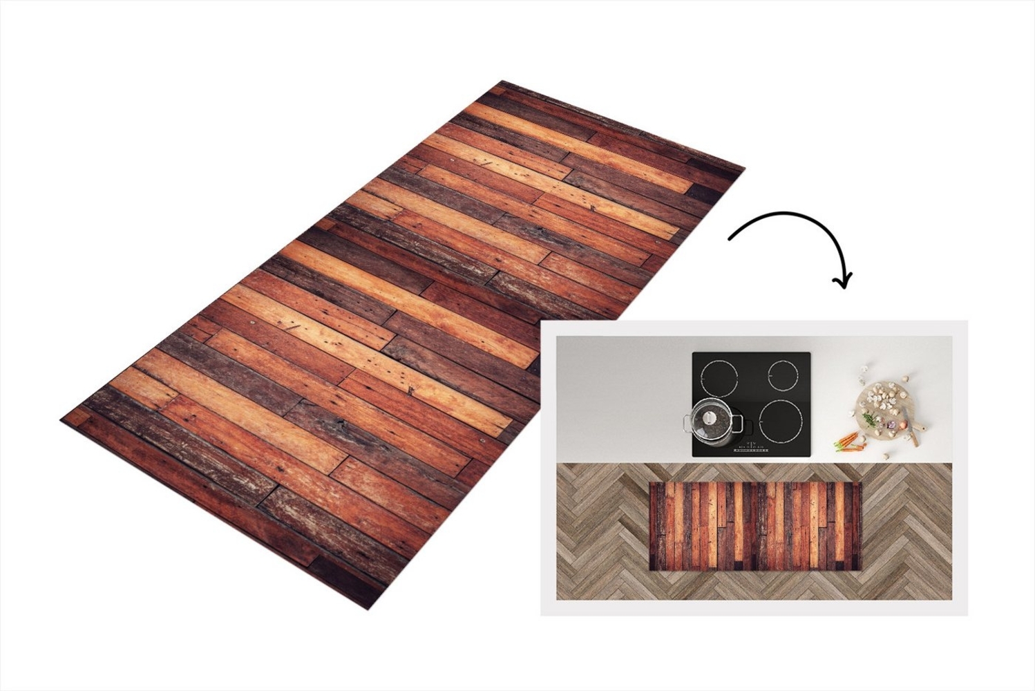 MuchoWow Küchenläufer Regal - Vintage - Muster, Rechteckig, Küchenteppich, Läufer für Küche, Rutschfest, Küchendeko, 120x50 cm Bild 1