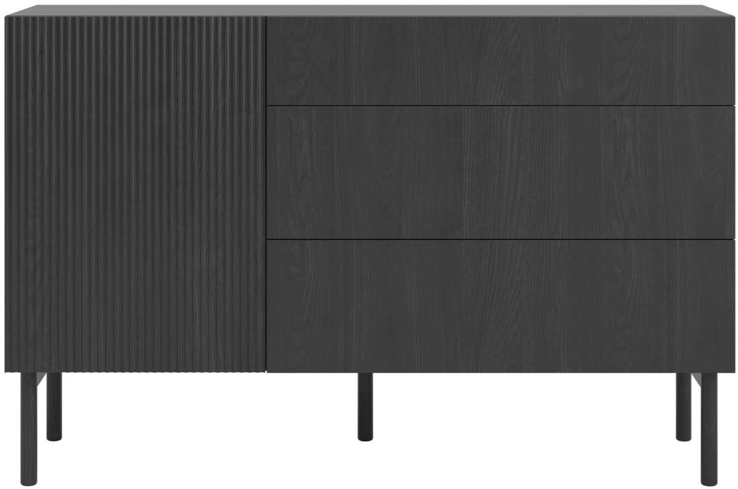 Selsey 'Nolie' Sideboard mit 3 Schubladen, Holzoptik Esche schwarz, ca. 91 x 140 x 38 cm Bild 1