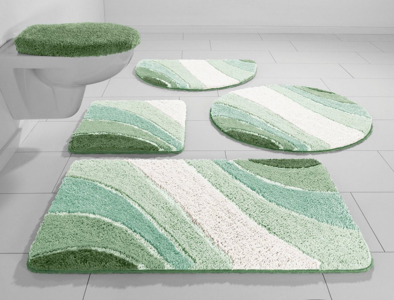 my home Badematte Josie, Badvorleger, Badezimmer Teppich, Höhe 20 mm, rutschhemmend beschichtet, fußbodenheizungsgeeignet, schnell trocknend, strapazierfähig, Polyester, rechteckig, 3-tlg. Stand-WC Set, Badteppich, Badematten, rechteckig, rund & als 3-... Bild 1