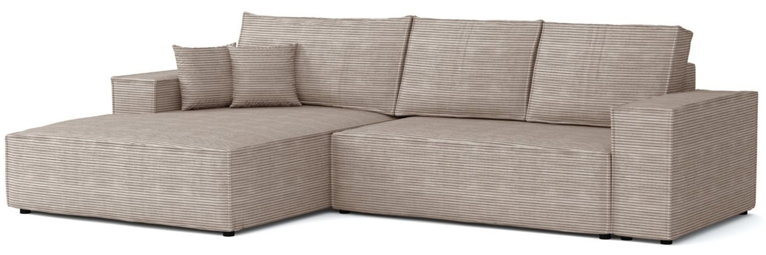 Deine Möbel 24 Wohnlandschaft MARCO 294 cm breit Ecksofa Sofa Wohnzimmer L-Couch Cord Samt, Grau Beige Dunkelgrau Anthrazit Graphit Schwarz Hellgrau 3 Teile, mit Schlaffunktion Bettfunktion Bettkasten Stauraum Bild 1