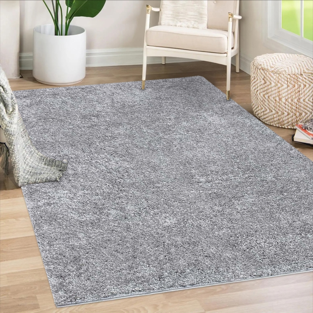 Teppich Läufer Hochflor Shaggy - 80x300cm Läufer - Grau Einfarbig Wohnzimmer Uni Flauschig Modern Boho Deko Teppiche Weich Schlafzimmer Bild 1