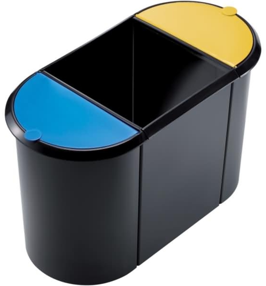 Helit Trio-System-Papierkorb 38l schwarz/blau/gelb Bild 1