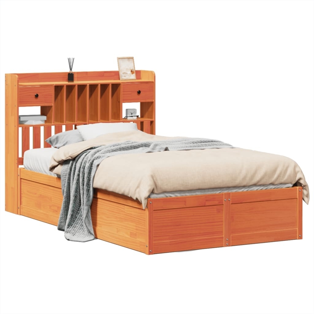 vidaXL Massivholzbett ohne Matratze Wachsbraun 120x200 cm Kiefernholz 3323499 Bild 1
