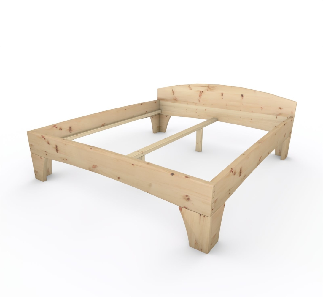 Zirbenbett Massivholzbett "Rosi" metallfrei 180 x 200 cm 48 cm mit Kopfteil Bild 1