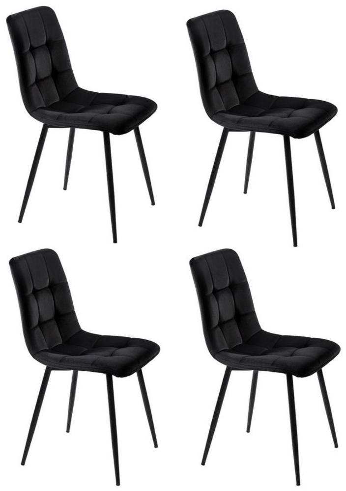 Furnishings Home Esszimmerstuhl 4er-Set Polsterstuhl mit Rückenlehne (4 St), Sitzfläche aus Samt Gestell aus Metall Bild 1