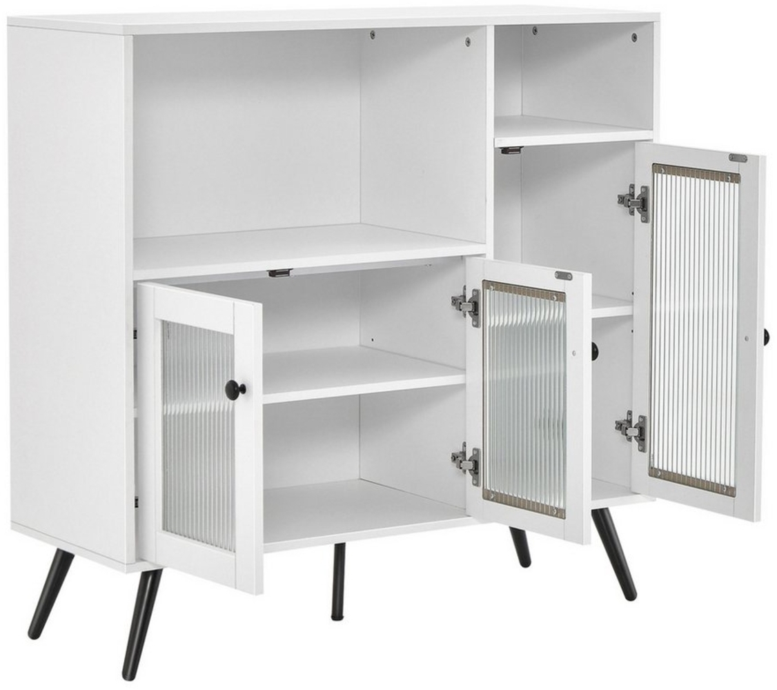 COSTWAY Küchenbuffet Schrank mit Glastüren & Fächern, weiß, 100 x 39,5 x 100 cm Bild 1