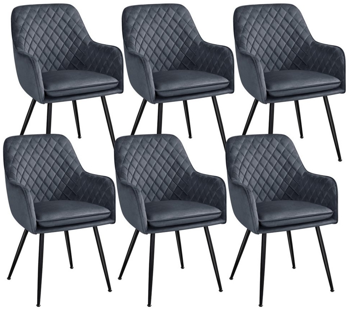Yaheetech Esszimmerstuhl Küchenstühle (6 St), Stuhl-Set Polsterstühle mit Armlehnen und Metallbeine Bild 1
