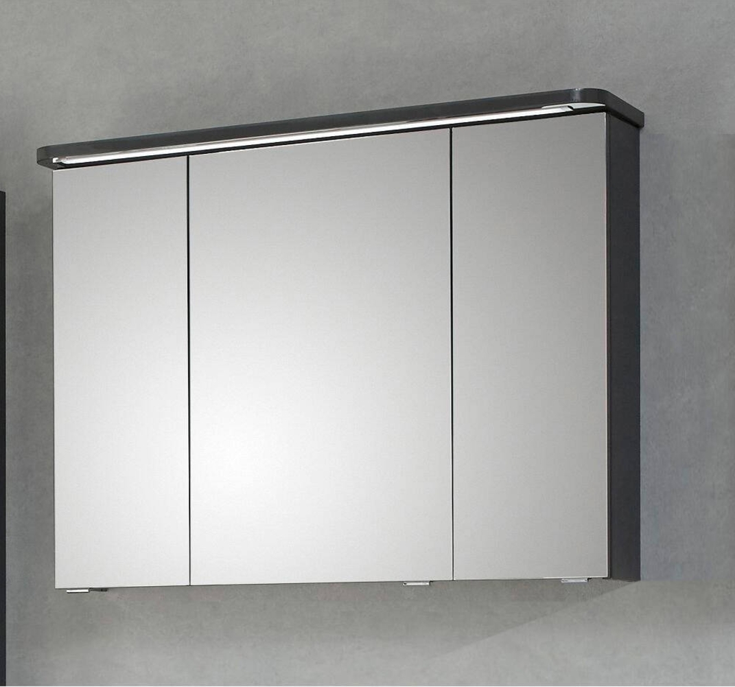 Badmöbel Spiegelschrank mit Korpus in Steingrau lackiert FES-4005-66 inkl. Steckdose, LED & Soft-Close - B/H/T: 90/72,2/17cm Bild 1