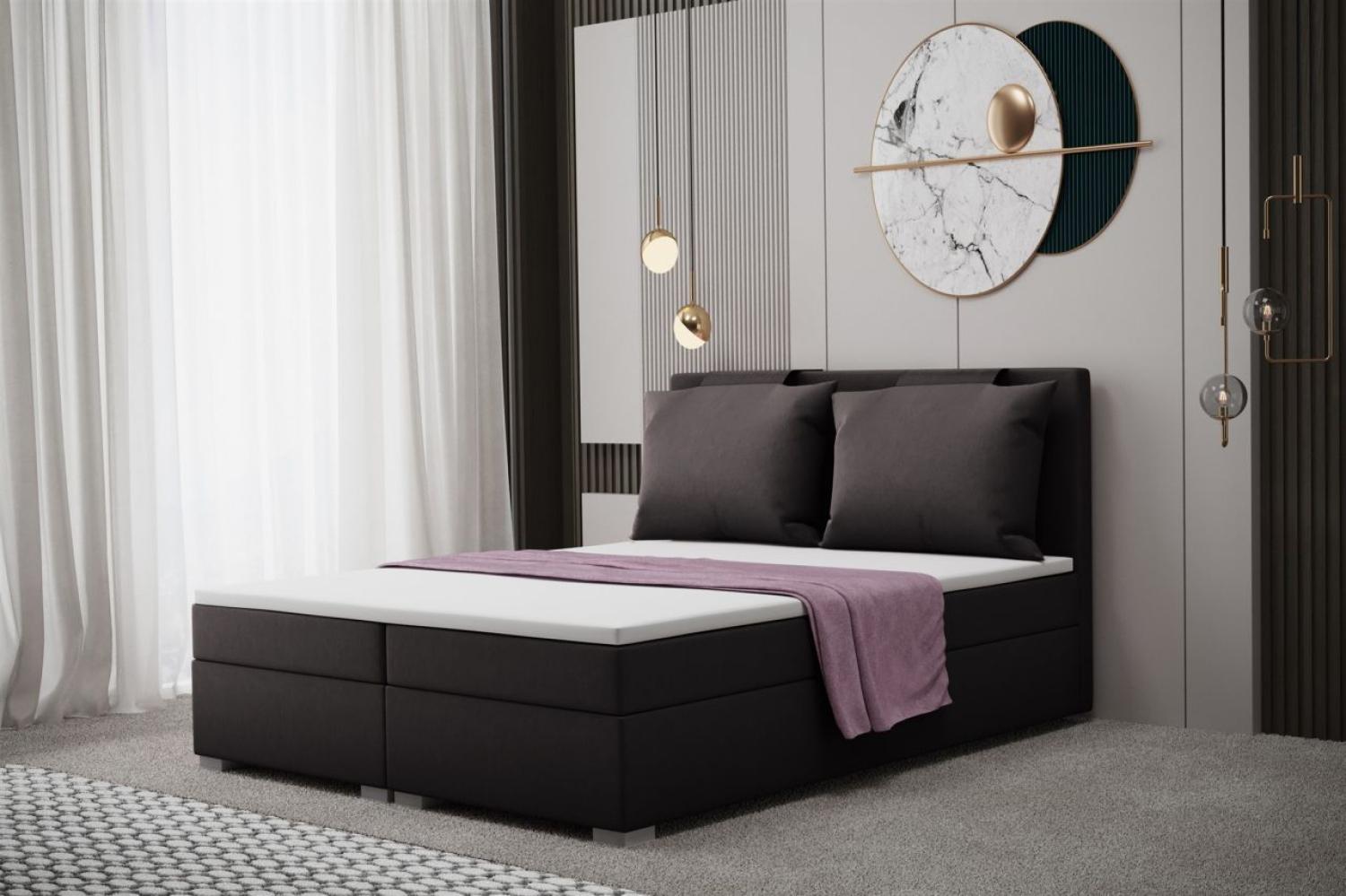 Boxspringbett Schlafzimmerbett MATRO 160x200cm in Stoff Soro Zinn Bild 1