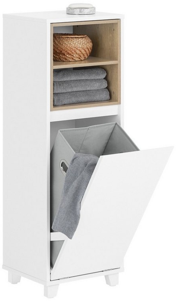 SoBuy Wäscheschrank BZR146 Badezimmerschrank mit Wäschesack Badschrank Wäschekorb Bild 1