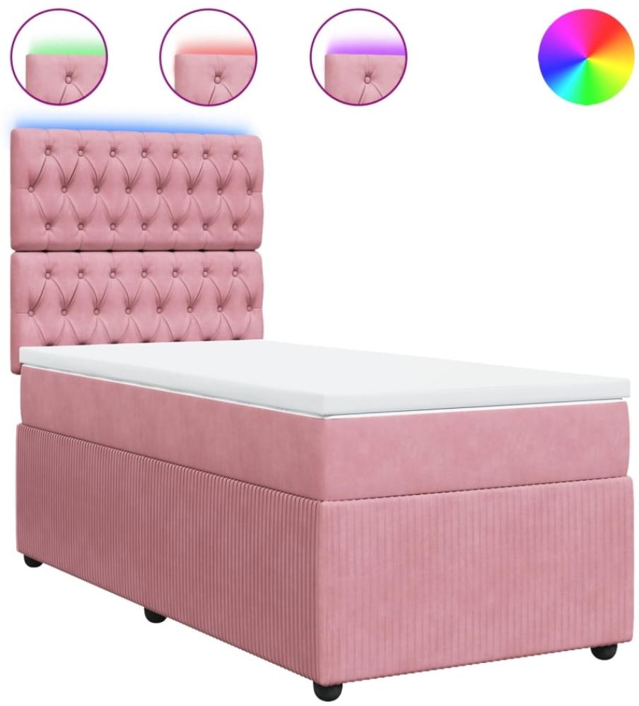 vidaXL Boxspringbett mit Matratze Rosa 100x200 cm Samt 3294573 Bild 1