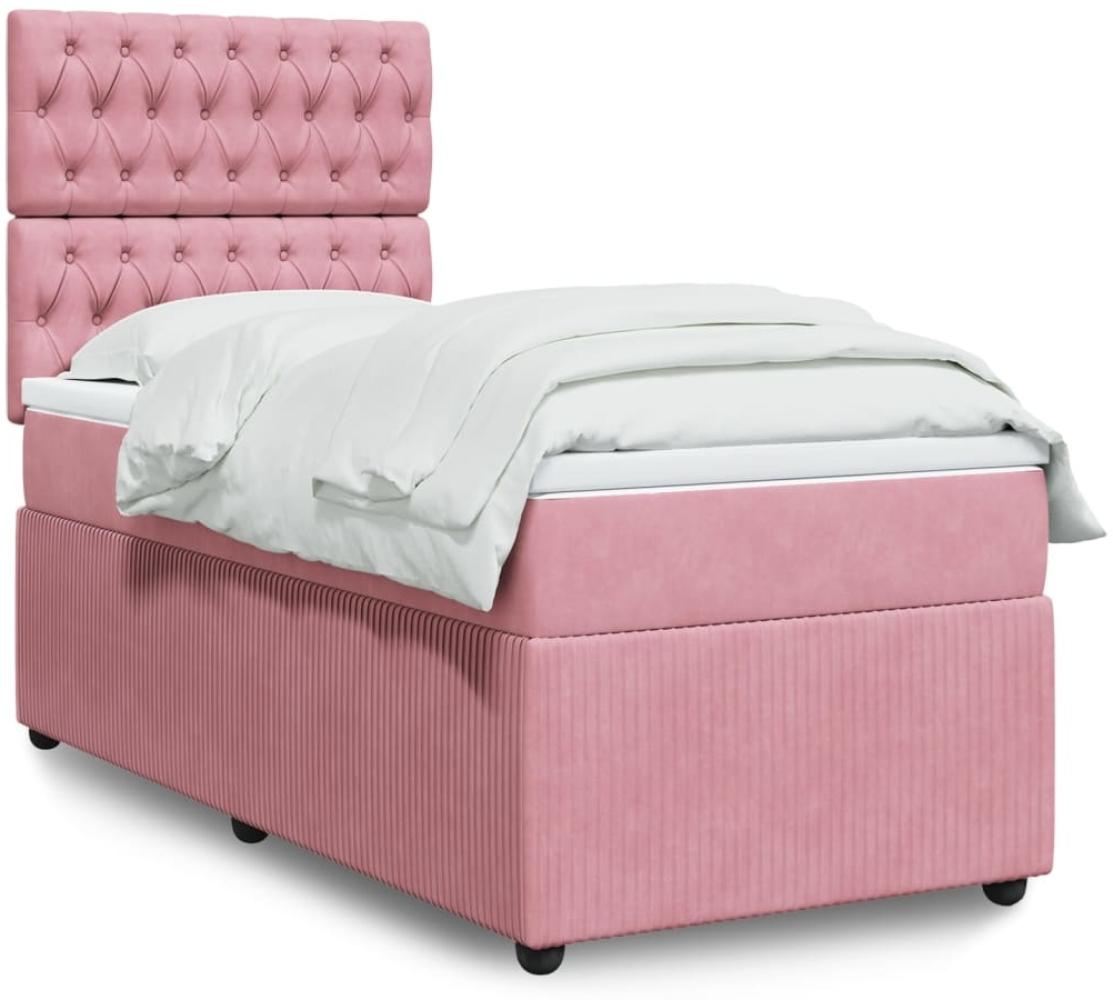 vidaXL Boxspringbett mit Matratze Rosa 100x200 cm Samt 3294573 Bild 1