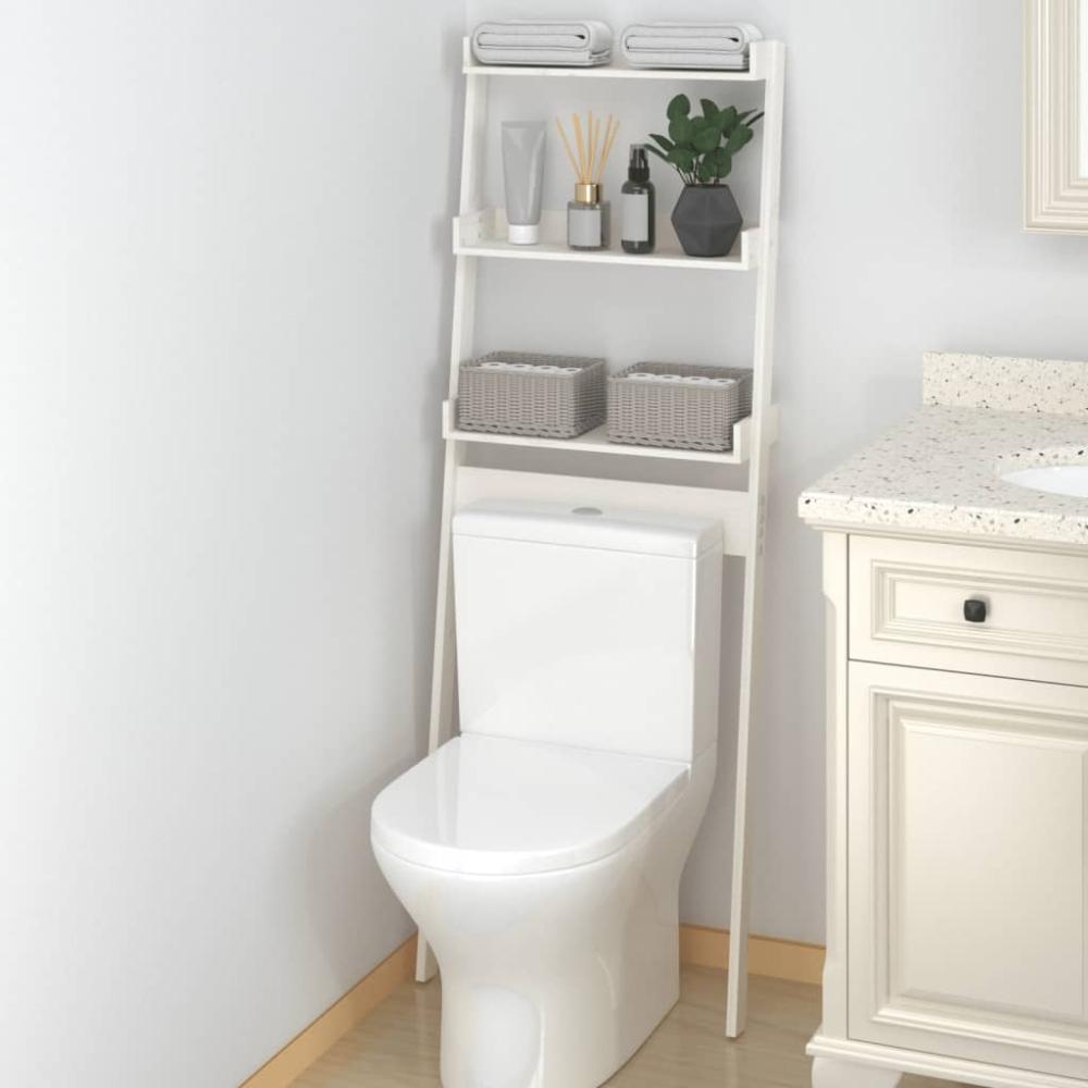 vidaXL Toilettenregal Weiß 63,5x32x179 cm Massivholz Kiefer 824654 Bild 1