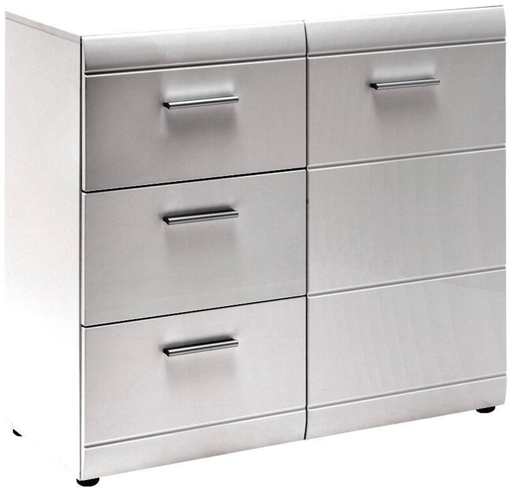 Kommode, Sideboard DANARO-01, 96 x 86 x 40 cm, Hochglanz weiß Bild 1