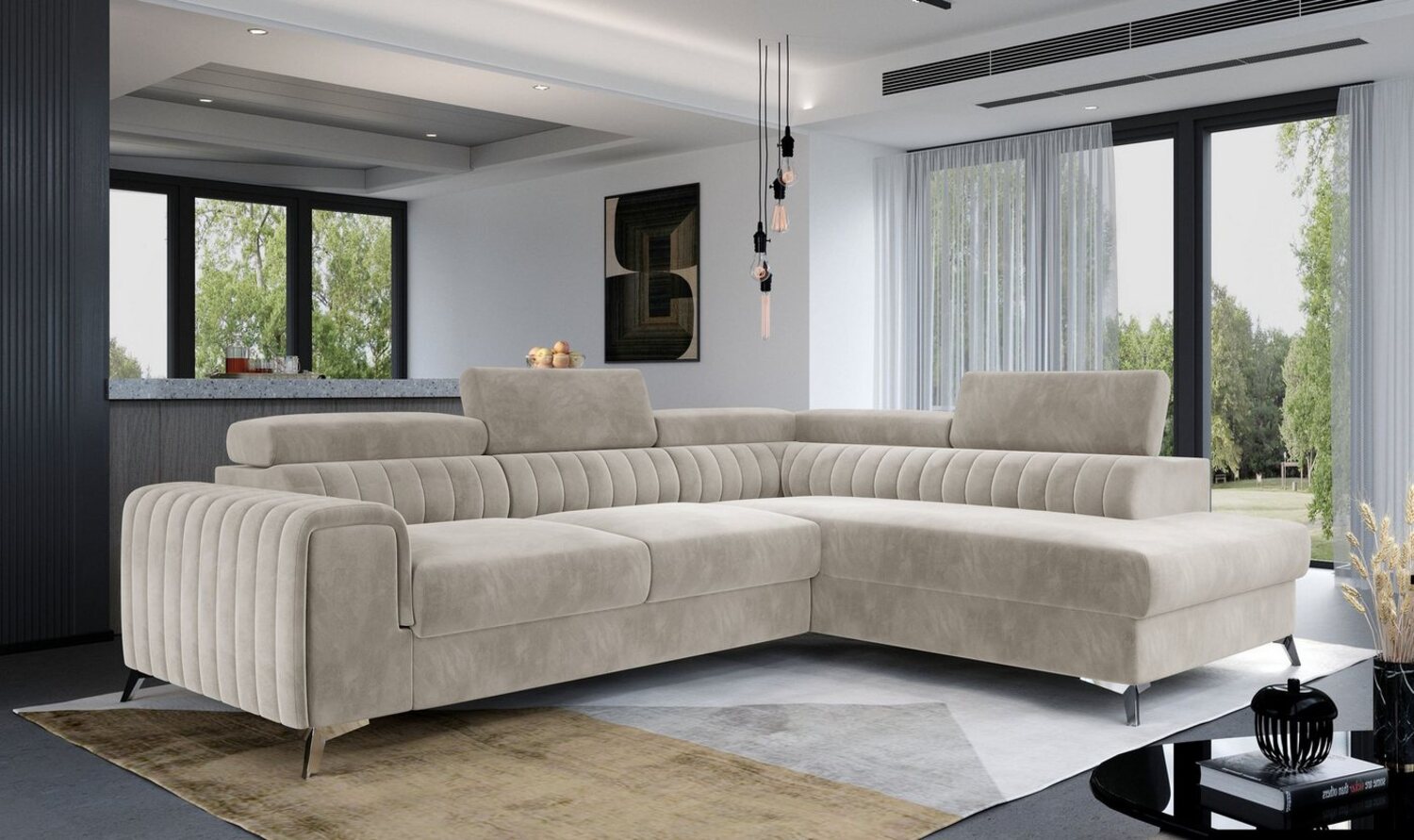 MOEBLO Ecksofa OLIVIER, mit Schlaffunktion und Bettkasten, Couch für Wohnzimmer, Schlafsofa Sofagarnitur L-Form Wohnlandschaft mit Bettfunktion, mit Schlaffunktion Bild 1