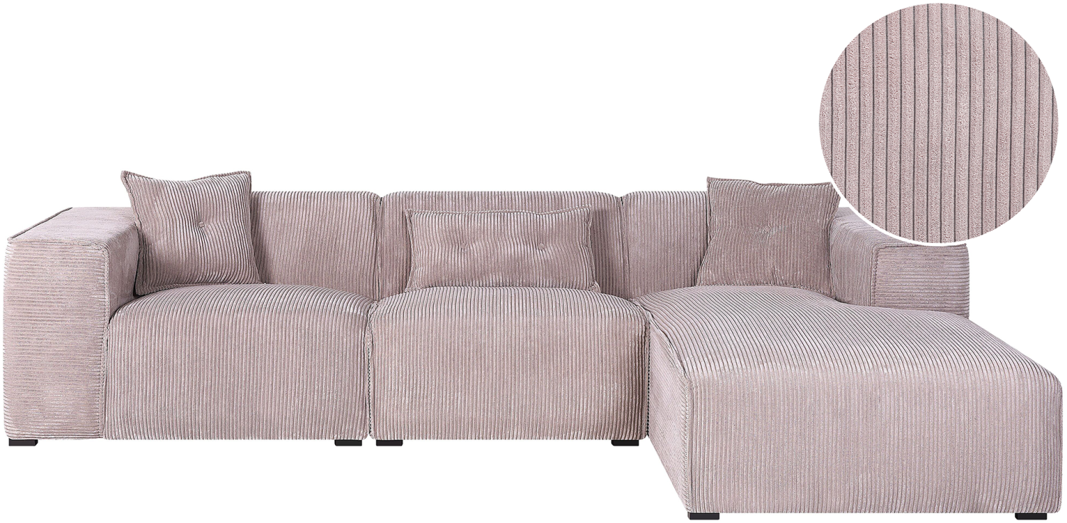 Ecksofa Cord taupe linksseitig 3-Sitzer DOLVA Bild 1