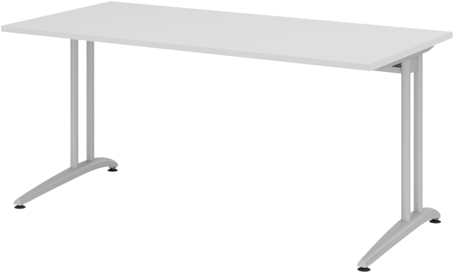 bümö Schreibtisch Serie 160x80 cm, Tischplatte aus Holz in grau, Gestell aus Metall in Silber - PC Tisch, Computertisch für's Büro, Office Bürotisch, BS-16-5 Bild 1