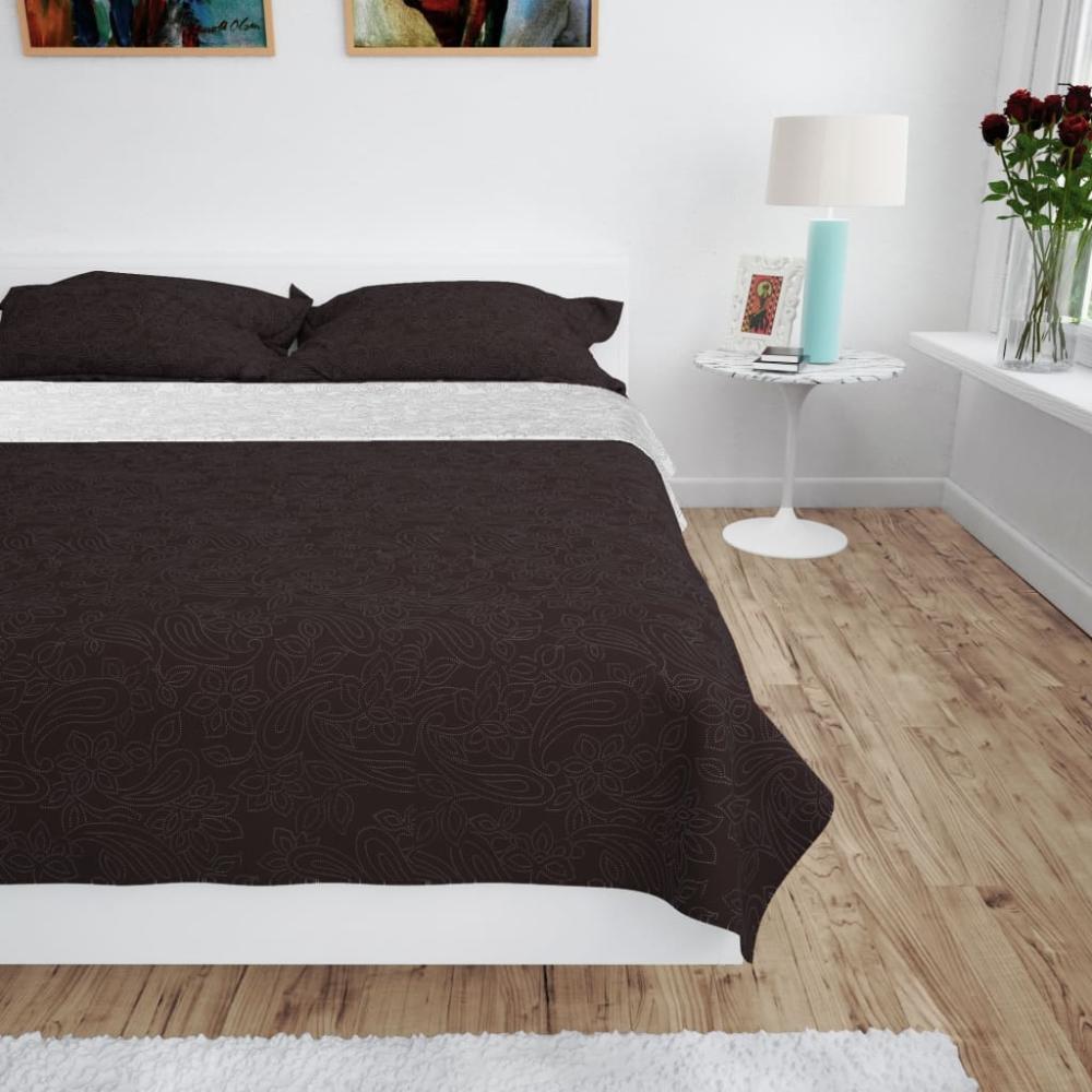 vidaXL Zweiseitige Tagesdecke Gesteppt 230 x 260 cm Creme und Braun 132964 Bild 1