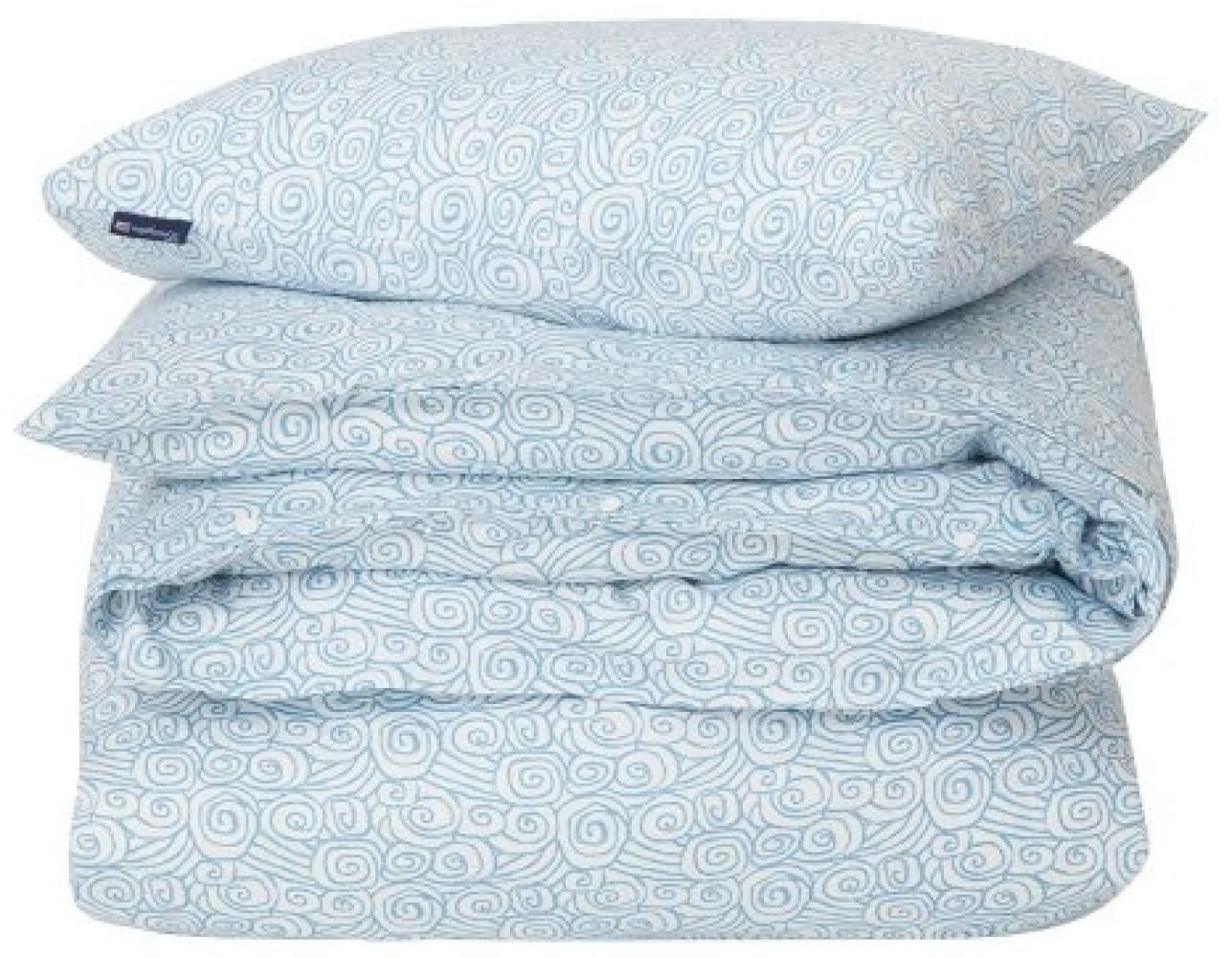 LEXINGTON Bettwäsche-Set Wave Printed Cotton Sateen White/Blue (135x200/80x80 cm) 12420009-1600-S105 Bild 1