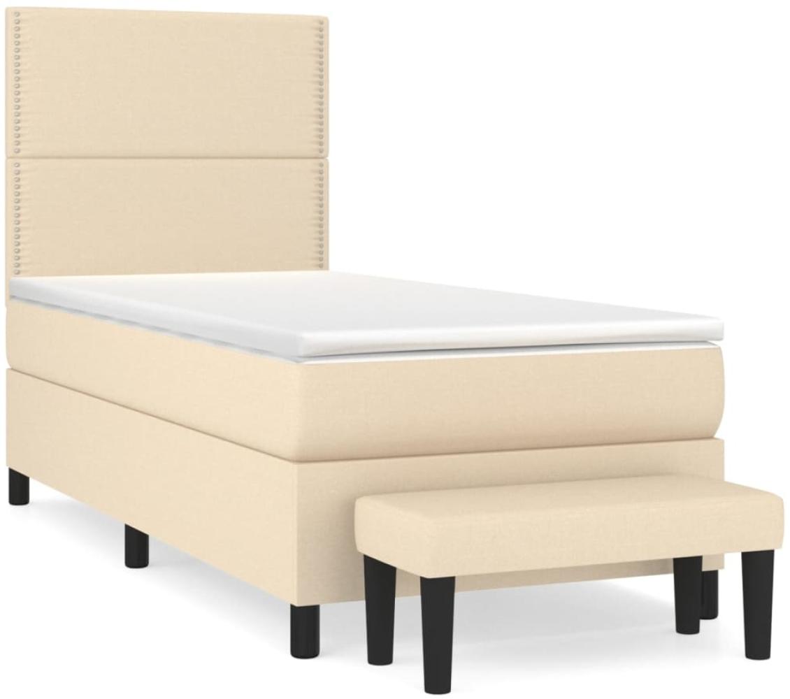 vidaXL Boxspringbett mit Matratze Stoff Creme 90x190 cm Bild 1