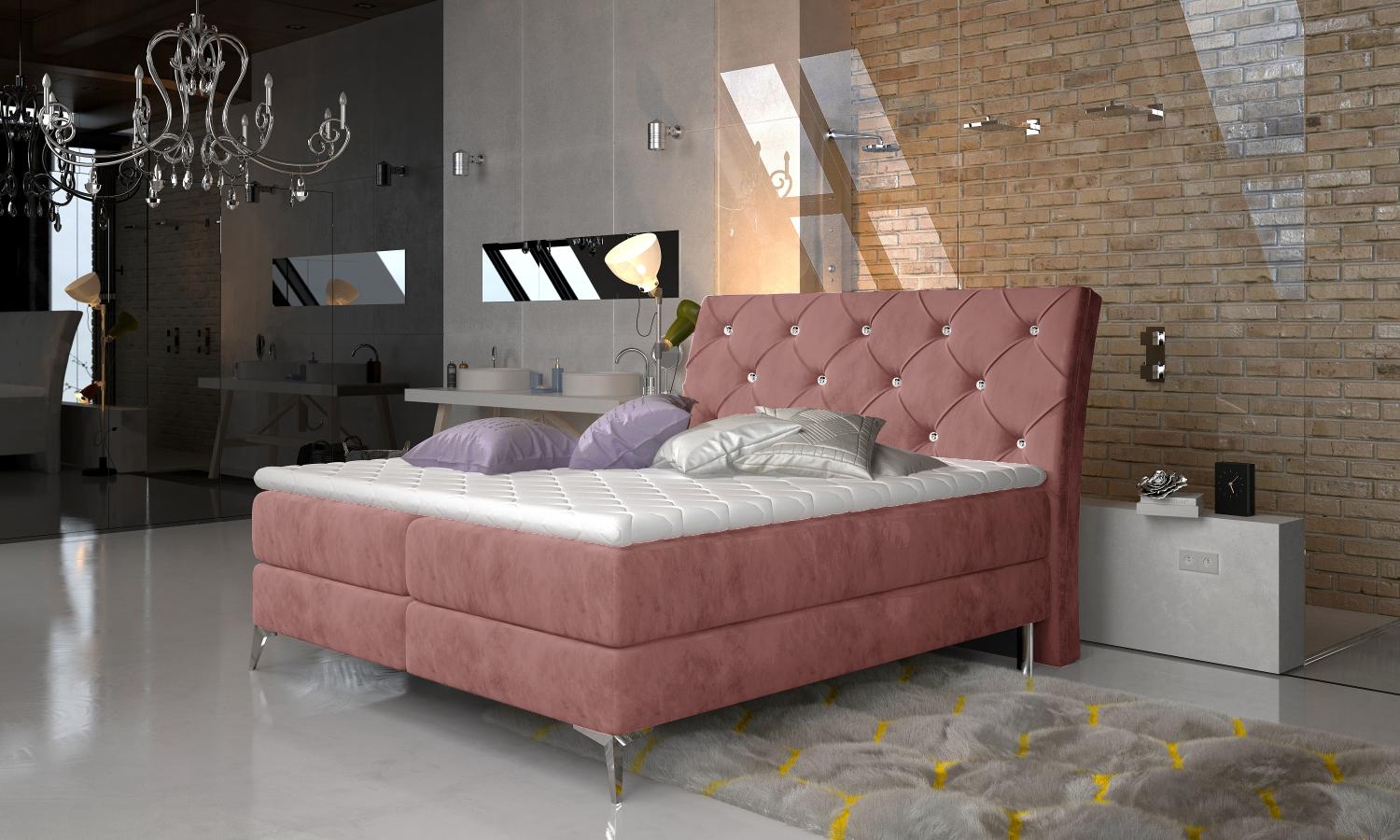 Adel 140X200, Boxspring Bett, Rosa Bild 1