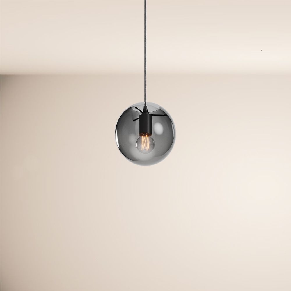 s.luce Orb Glaskugel Galerieleuchte 5m Abhängung Schwarz, Rauch Ø 20cm Bild 1