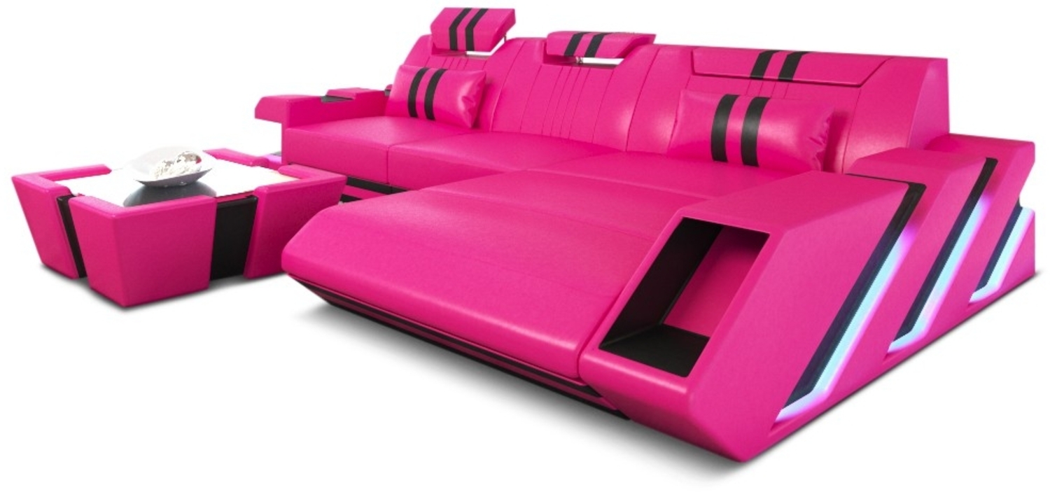 Sofa Dreams 'Apollonia' Ecksofa, 77 x 190 x 295 cm, Pink / Schwarz, Kunstleder, Rechts Bild 1