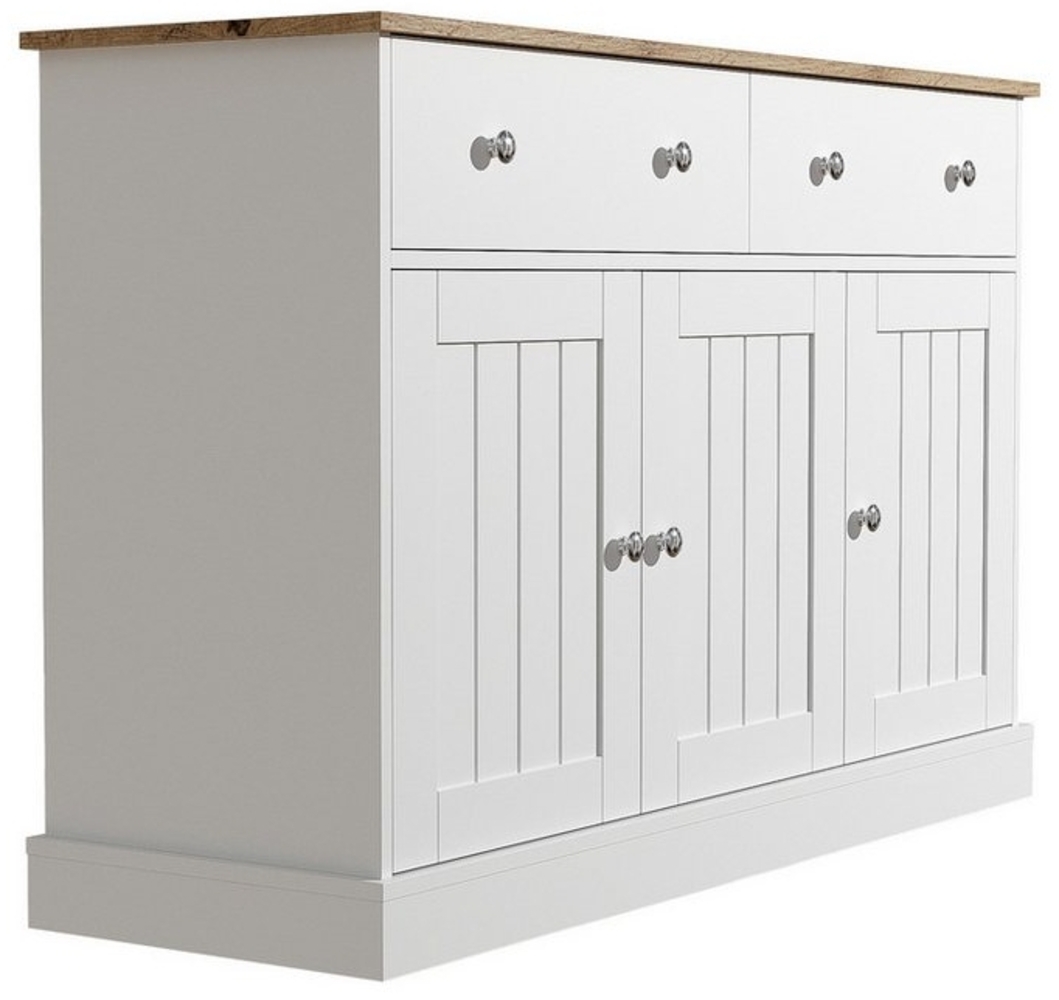 KLAM HOME Sideboard Kommode Wohnzimmerschrank mit gravierter Textur viel Stauraum (2 Schubladen 3 Türen), für Schlafzimmer Wohnzimmer Küche Bild 1