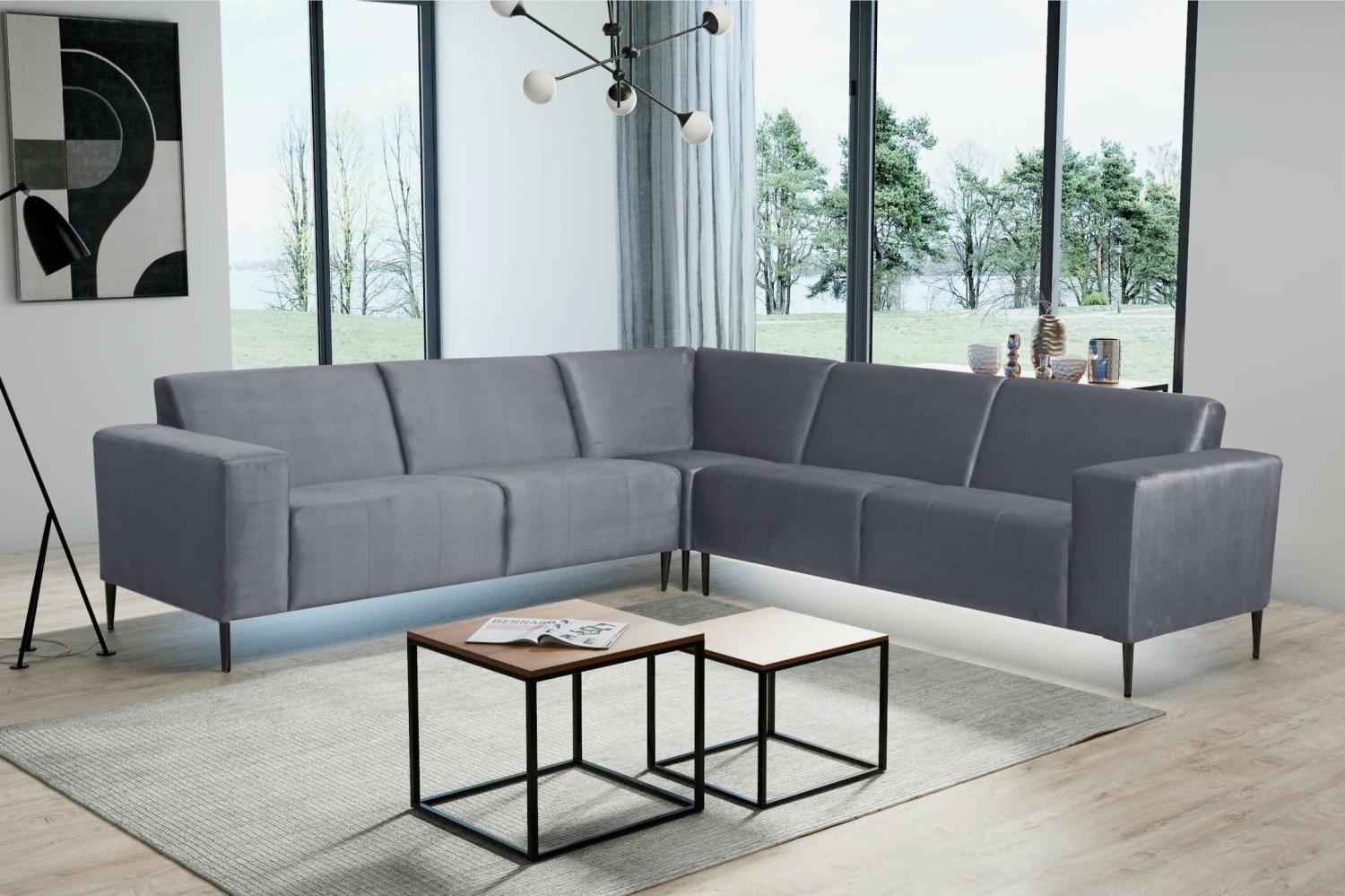 Stylefy Tarabo Ecksofa Delphingrau Velours SORO Bild 1