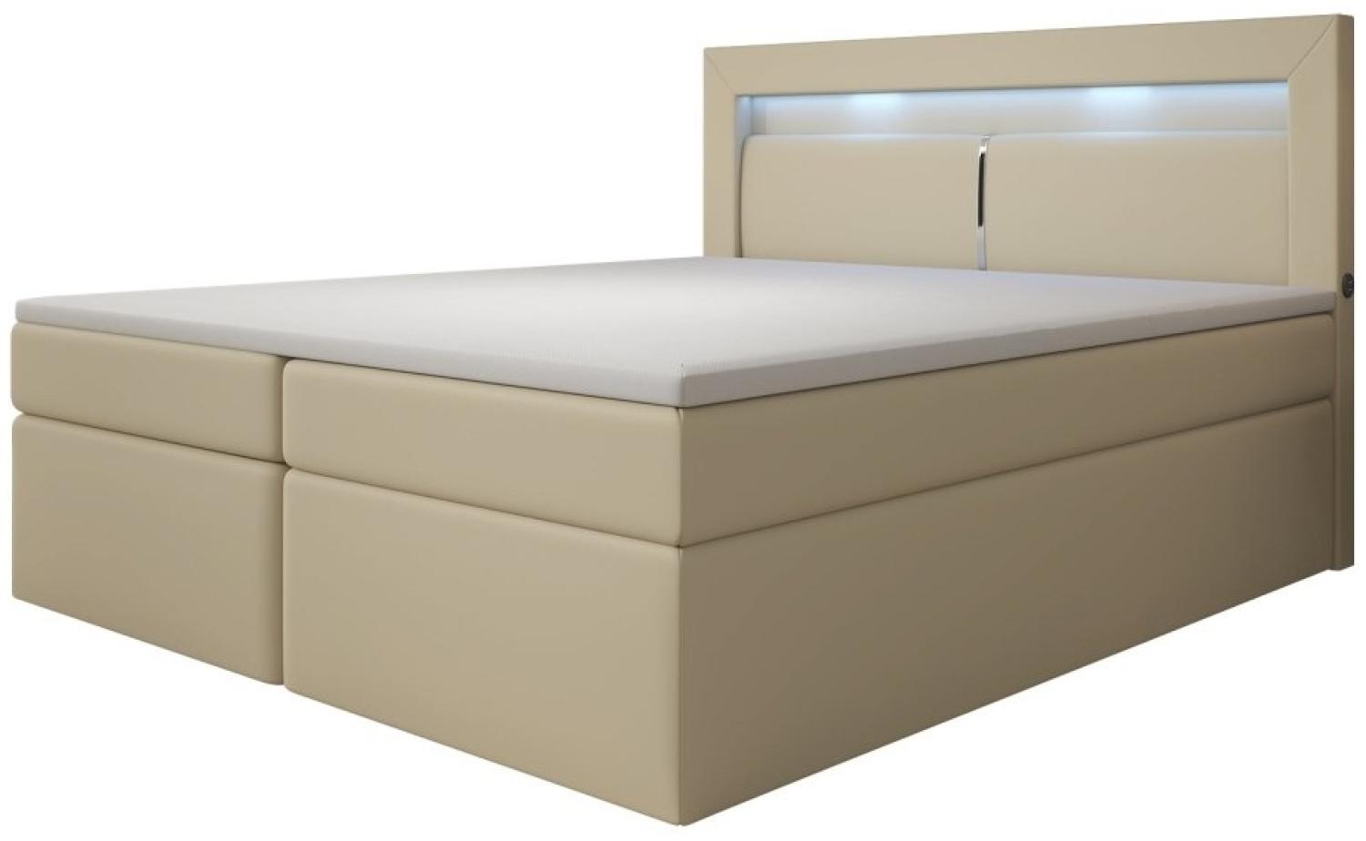 Boxspringbett Repos mit LED und USB 140x200 Beige H4 Bild 1