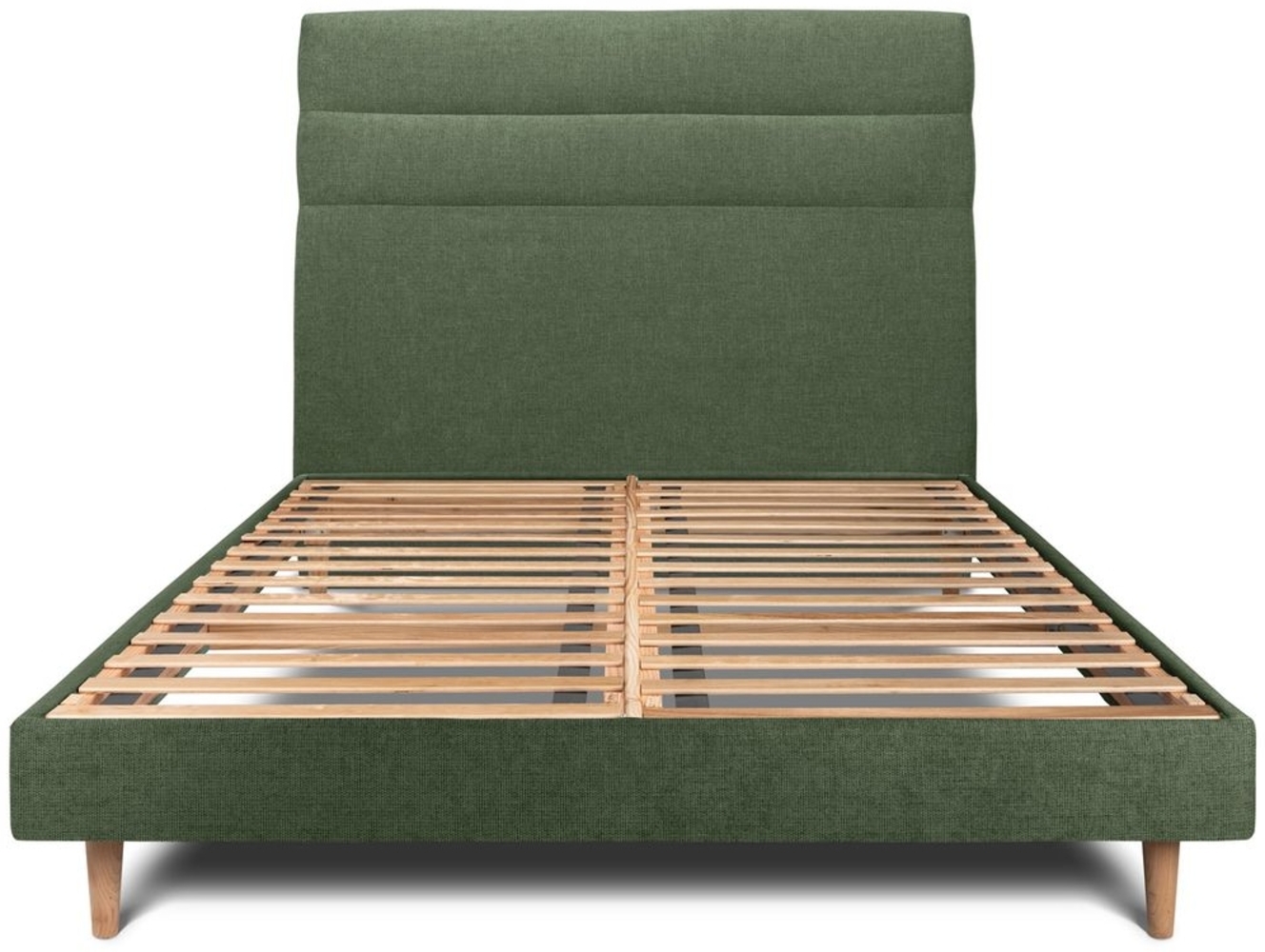 Bett mit Kopfteil – Korbgeflecht-Canvas-Stoff - 160 x 200 cm Bild 1