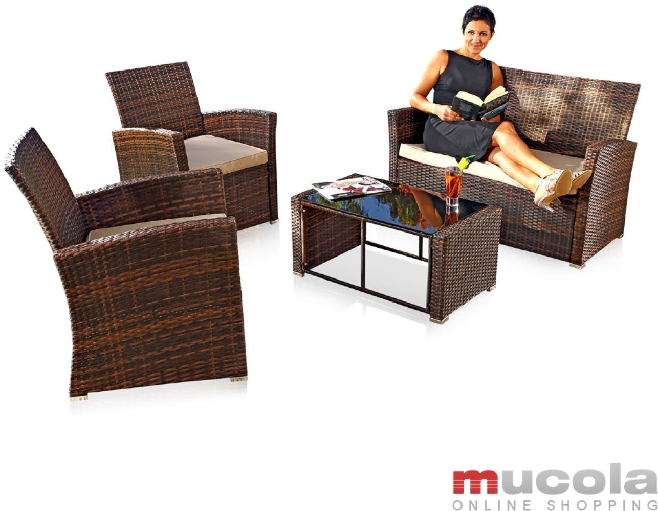 4-TLG RATTANSOFA SET SITZGARNITUR GARTENMÖBEL POLYRATTAN SOFA MÖBEL LOUNGE M01 Bild 1