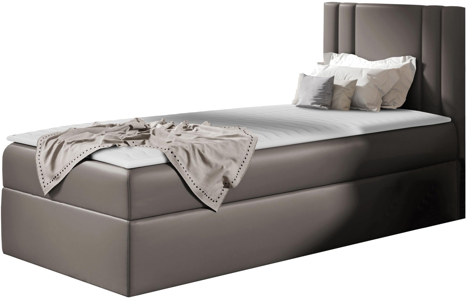 Boxspringbett 'Harlon Mini' rechts, grau 100x200 cm Bild 1