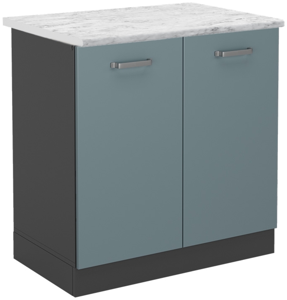 Spülenunterschrank R-Line Blau-Grau 80 cm AP Marmor Vicco Bild 1