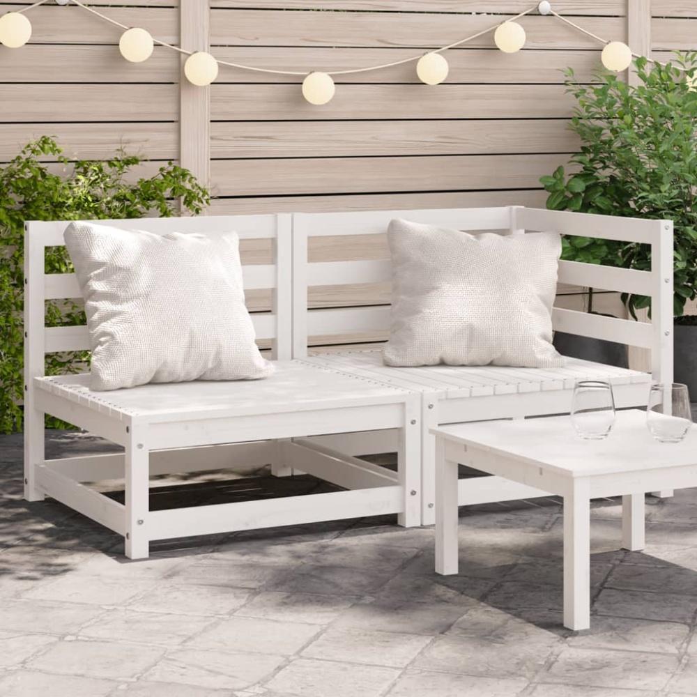 vidaXL Gartensofa 2-Sitzer Weiß Massivholz Kiefer 837943 Bild 1