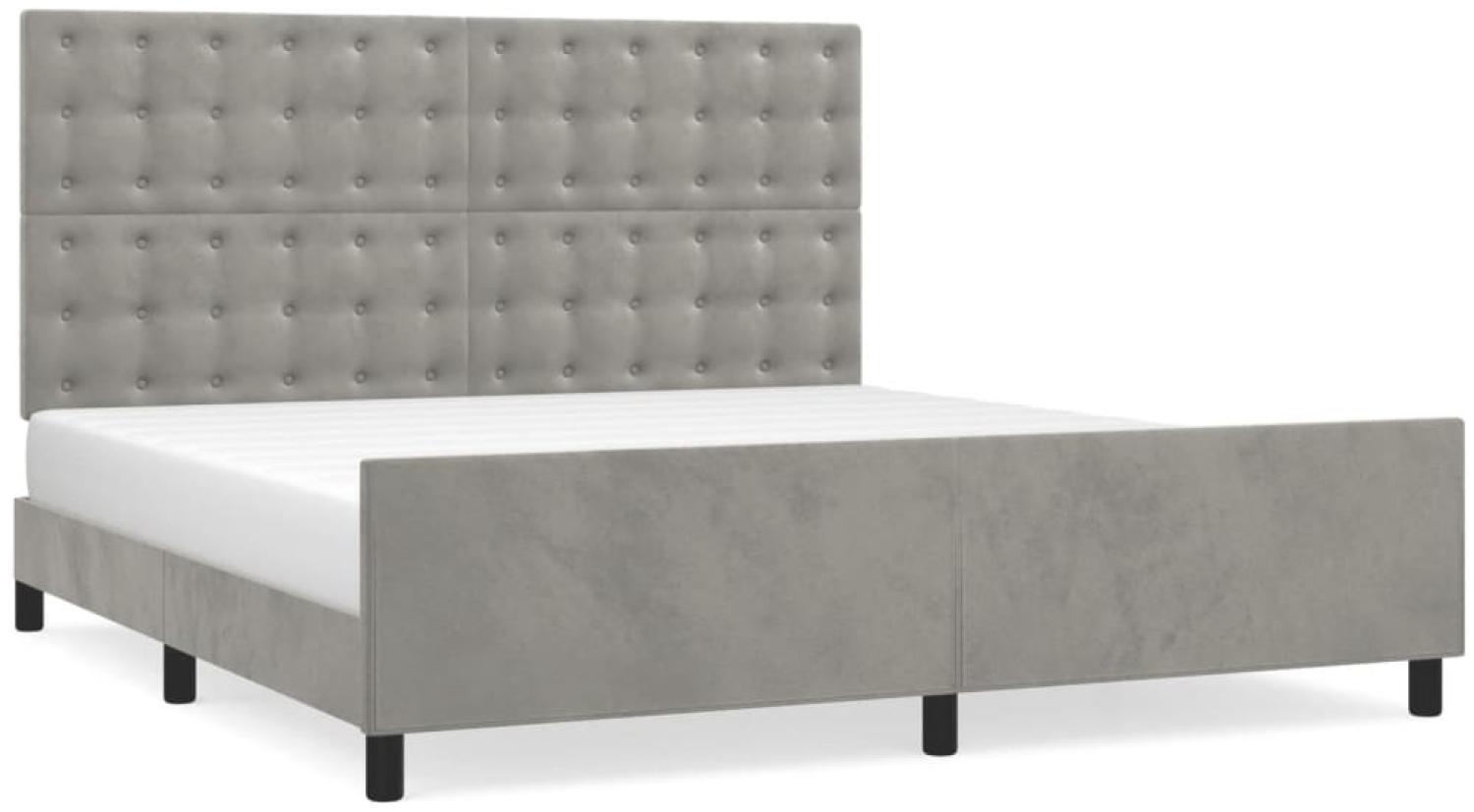 vidaXL Bettgestell mit Kopfteil Samt Hellgrau 180x200 cm Bild 1