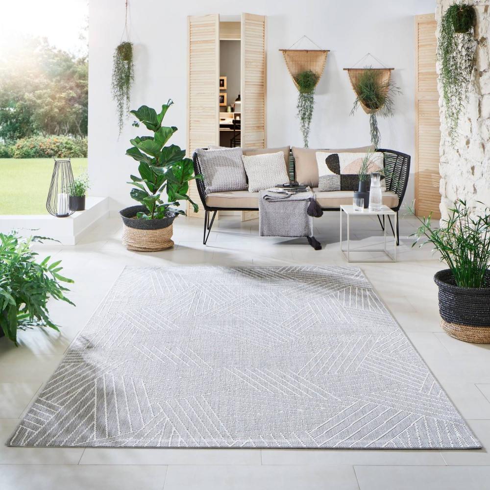 In- und Outdoorteppich Öland - Kristall, Farbe: Silber Beige, Größe: 135x190 cm Bild 1