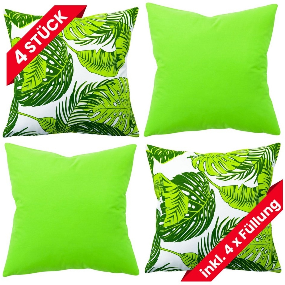 Amilian Dekokissen 4er Set - Dekokissen mit Füllung - 40x40 cm - Deko Kissen Bild 1