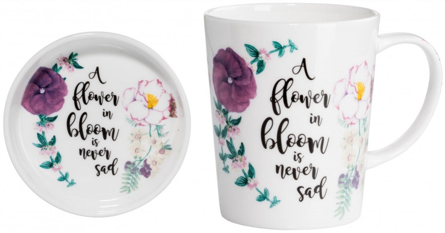 Maxwell & Williams Royal Botanic Garden Becher mit Untersetzer Flower Bloom, Geschenkbox, Bone China Porzellan, DX0316 Bild 1