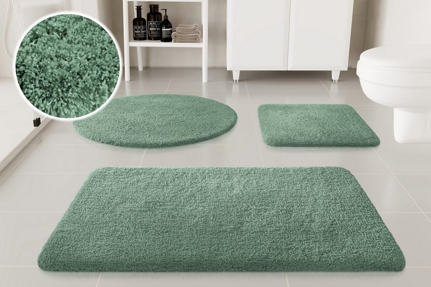 OTTO home Badematte Kaarin, Höhe 30 mm, rutschhemmend beschichtet, schnell trocknend, Polyester, rechteckig, Badteppich, getuftet, flauschig, hochflor, große Farbauswahl Bild 1