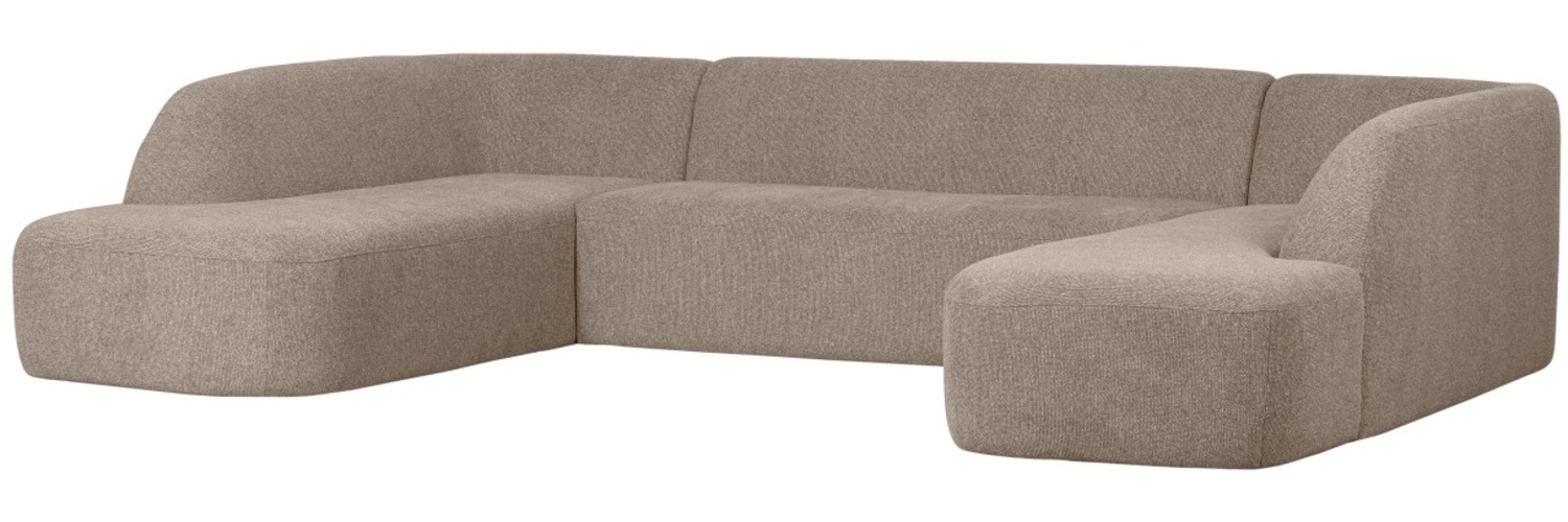 Sofa Sloping U-Form aus Melange-Stoff, Hellbraun Bild 1